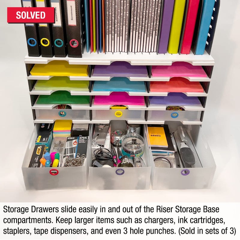 Ultimate Office TierDrop Storage Drawers Measure 9w x 12d x 4 3/4 Inches High for Desk Accessories and Supplies  Set of 3  Includes Color-Coded Finger Rings for Fast and Easy Access to Contents - Image 3